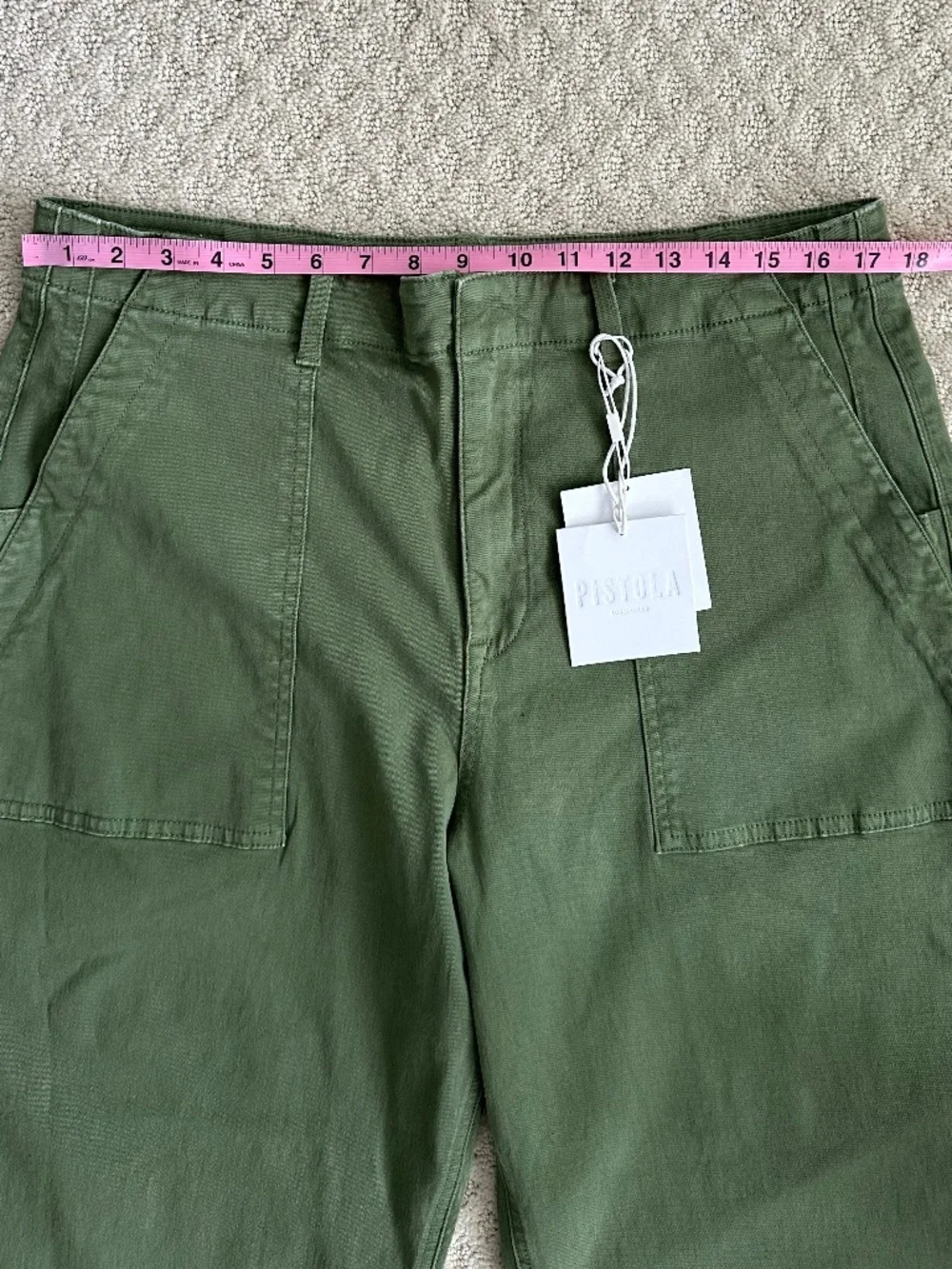 PISTOLA Sophia Wide Leg High-Rise Utility Pant Basil 33/US 16 Stretch Casual NWT - Picture 14 of 16
